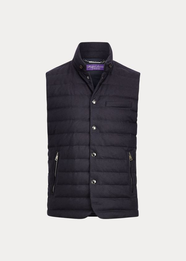 Men's Ralph Lauren Merino-Blend-Flannel Down Vests | 037418CKD